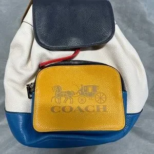 Coach Drawstring Backpack Cream, Blue and Orange NWT Coach X Peanuts Dempsey Drawstring Backpack In Signature  main image 3